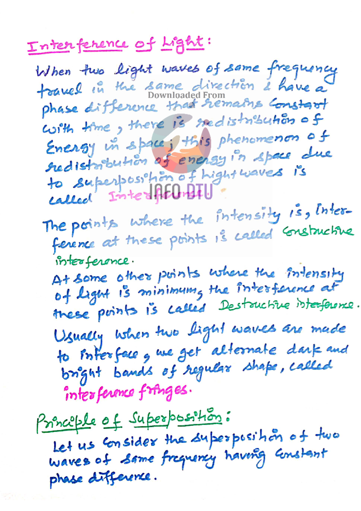 Intereference - notes - Historically, the phenomenon of Interference of ...