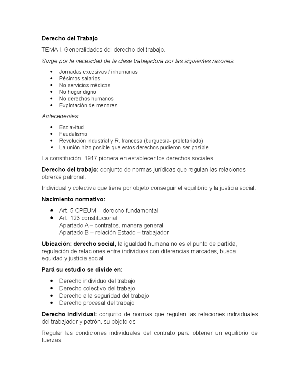 Apuntes Derecho Laboral I - Derecho Del Trabajo TEMA I. Generalidades ...