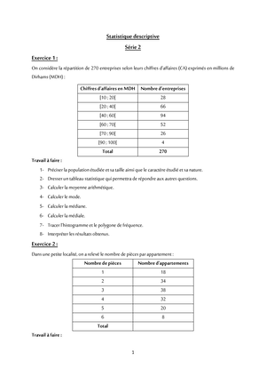 (Fractales) TD 1 - Exercices - Statistique Descriptive - Studocu