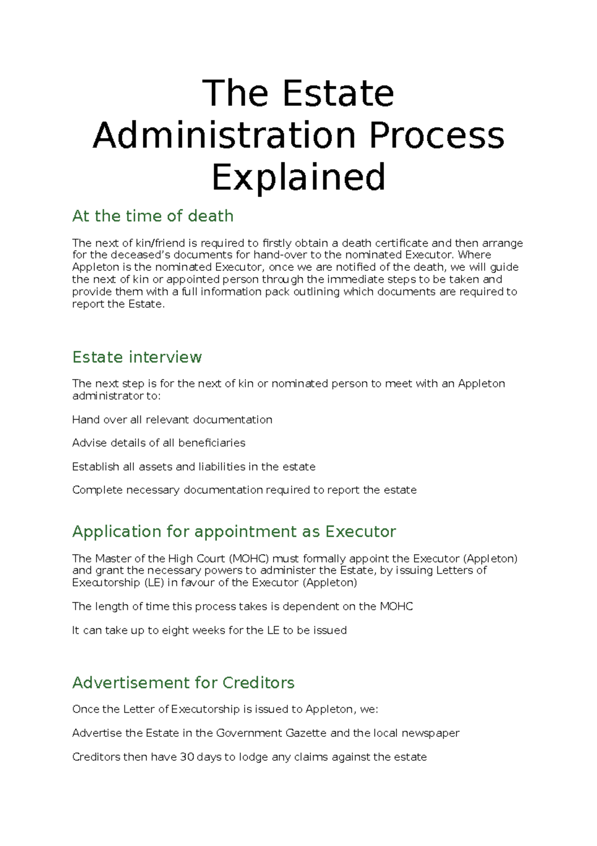 The Estate Administration Process Explained - The Estate Administration ...