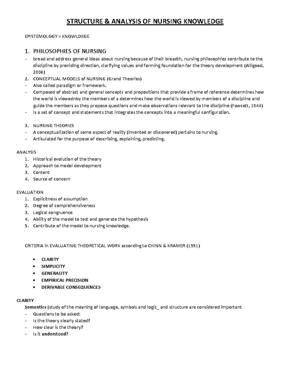 Structure & Analysis OF Nursing Knowledge - STRUCTURE & ANALYSIS OF ...