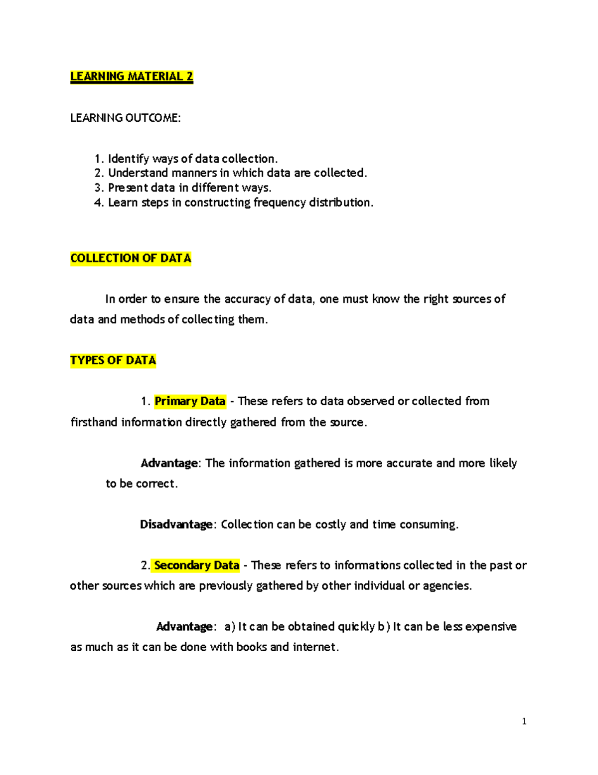 ENMA 104 LM 2 - Review Well - LEARNING MATERIAL 2 LEARNING OUTCOME ...