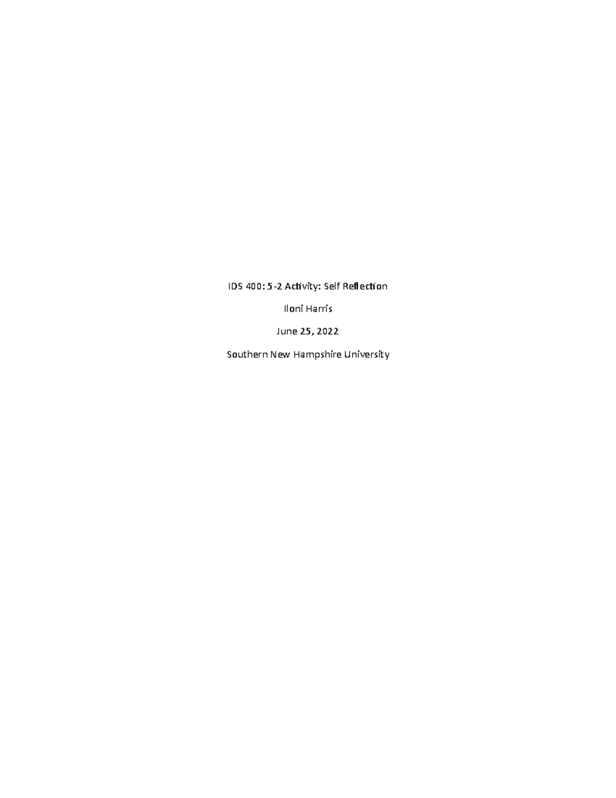 Ids 400 self reflection ids 400 5 2 activity self reflection iloni