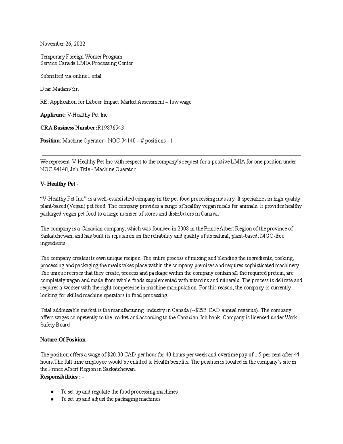 Letter of Submission - law - November 26, 2022 Temporary Foreign Worker ...