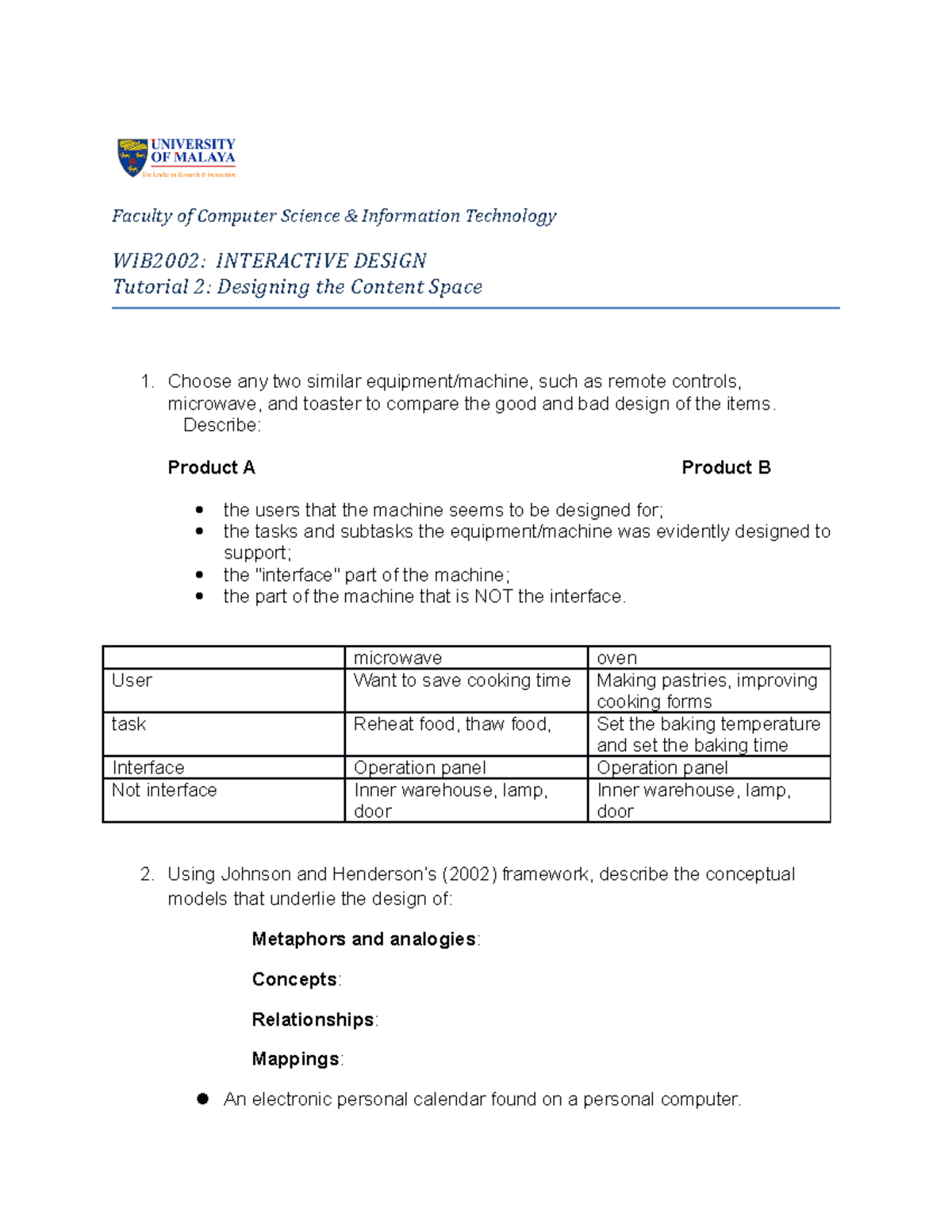 1 Tutorial 2 - Faculty of Computer Science & Information Technology ...