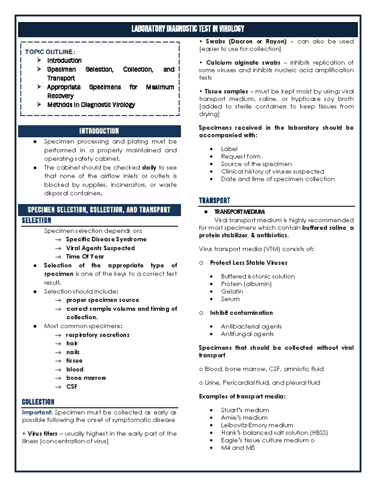 Laboratory Diagnostic TEST IN Virology 3D - LABORATORY DIAGNOSTIC TEST ...