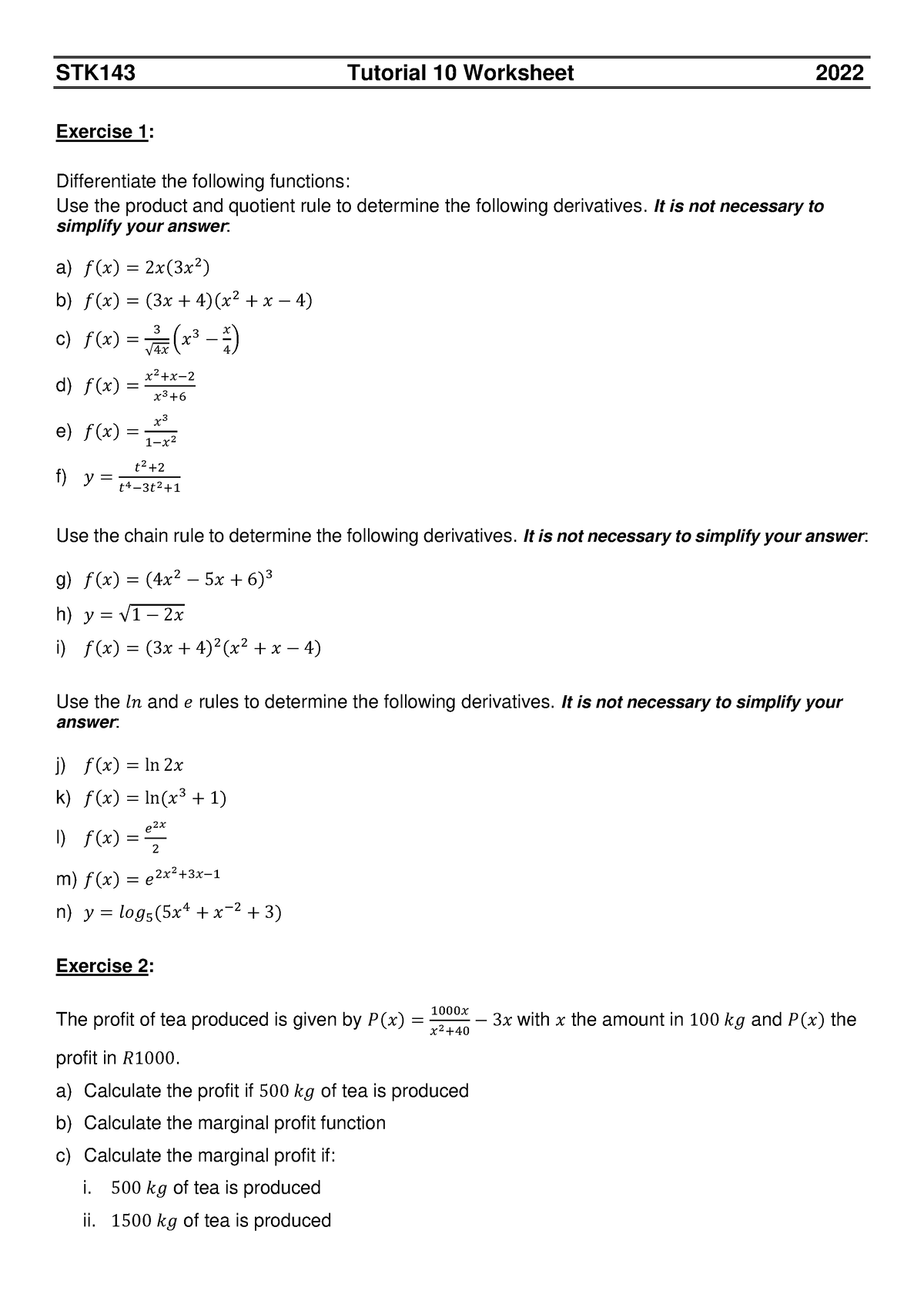 STK143 - Tutorial 10 Worksheet - 2022 - STK143 Tutorial 10 Worksheet ...