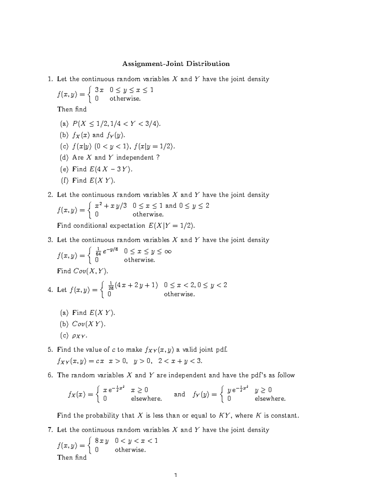 SPA Introduction to Probability -Joint Sheet - Assignment-Joint ...