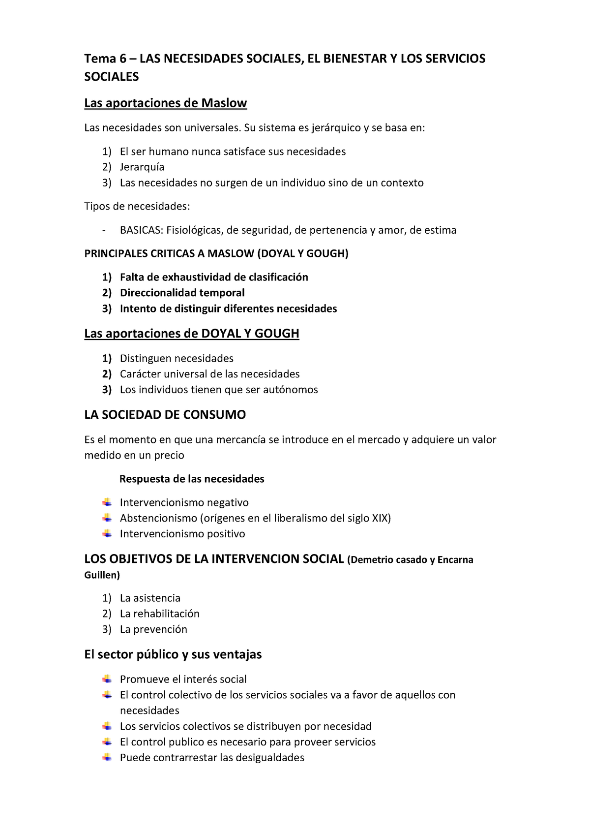 Apuntes Tema 6 Introduccion Servicios Sociales Tema 6 Las Necesidades Sociales El Bienestar 3031