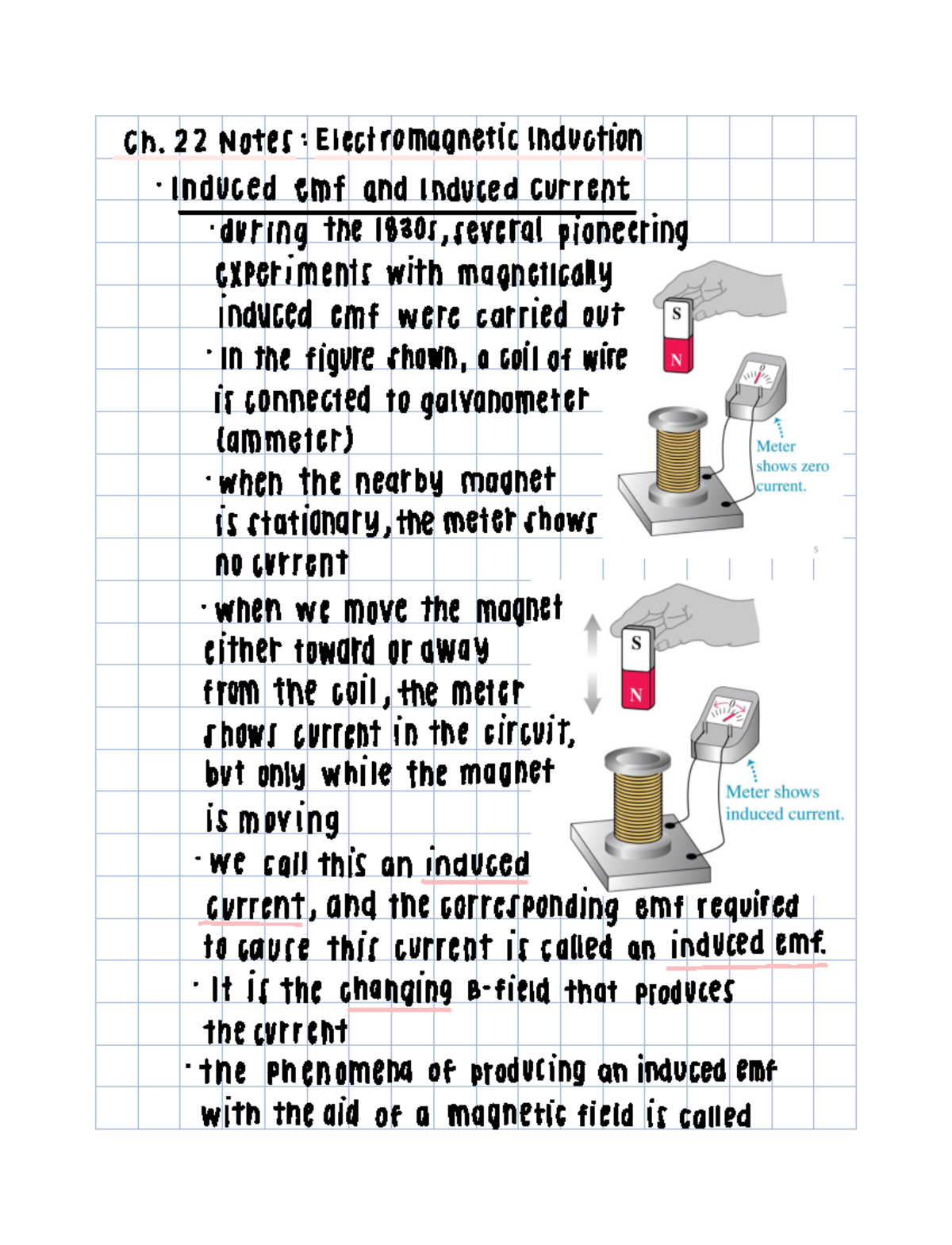 Ch. 22 Notes - Ch. 22 Notes: Electromagnetic Induction Induced emf and ...
