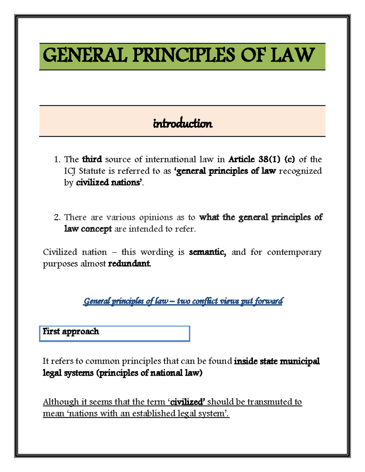 General Principles OF LAW Recognised BY GENERAL PRINCIPLES OF LAW 