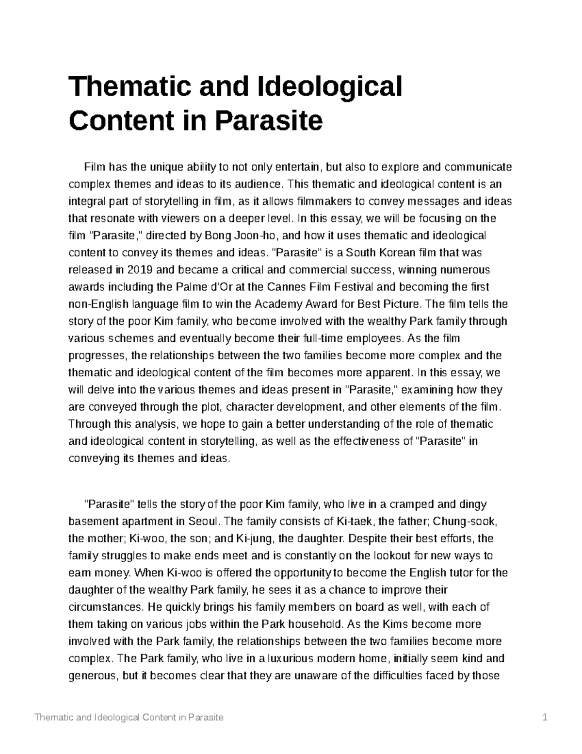 parasite essay