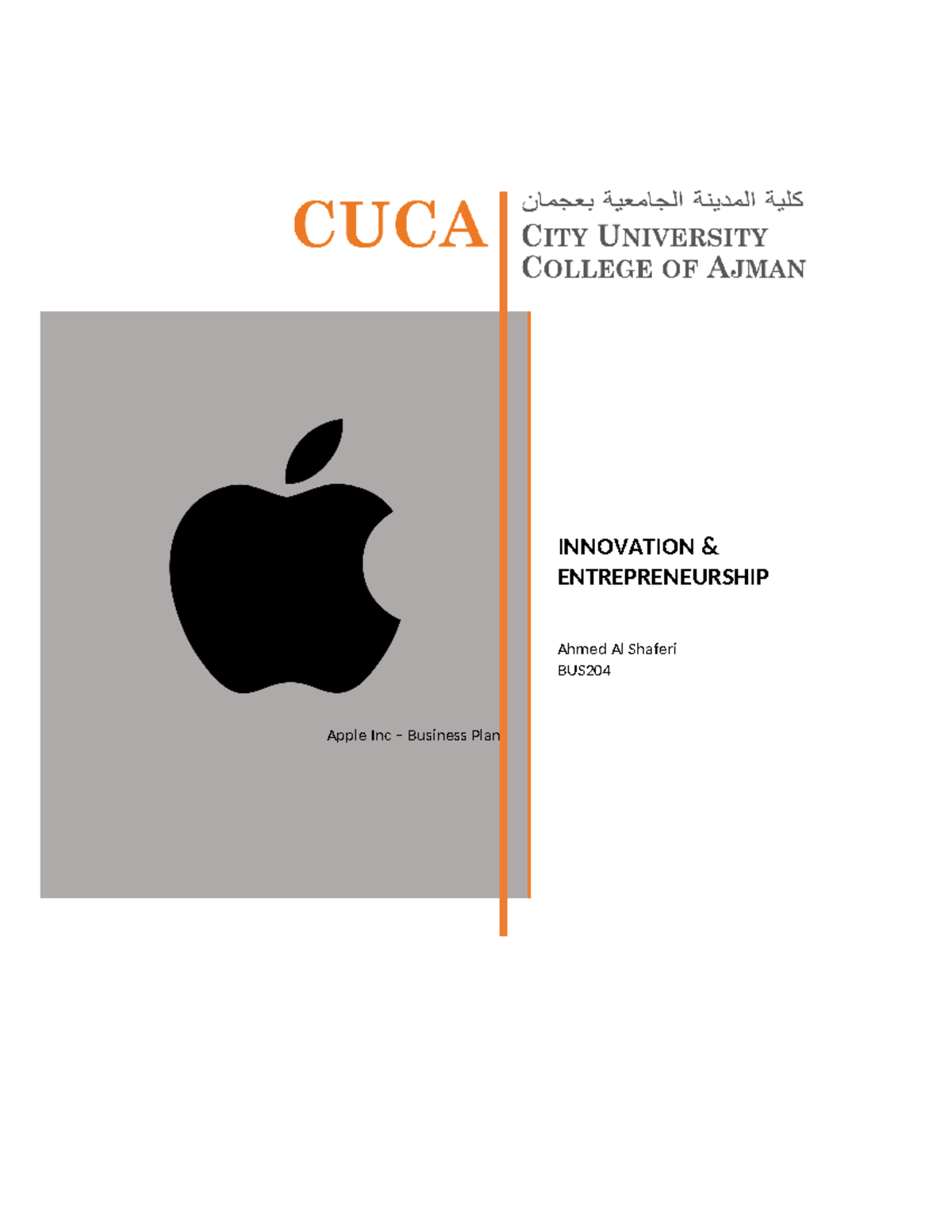 Apple Business Plan - Apple Inc – Business Plan INNOVATION ...