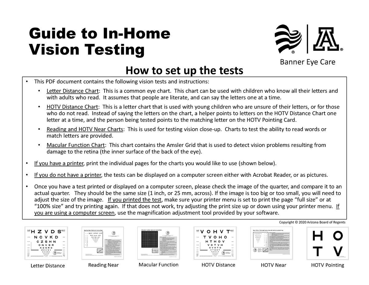guide to in home vision testing university of arizona