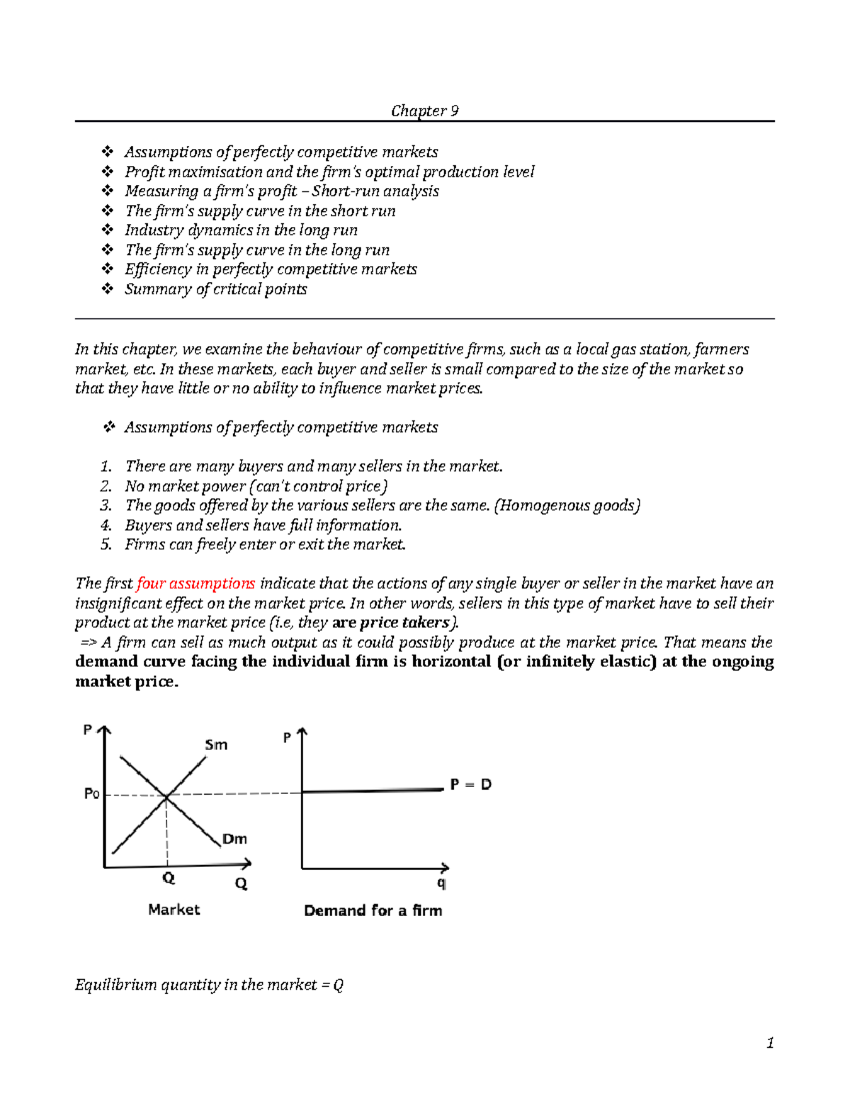 Chapter 9 W2017 - Chapter 9 Assumptions of perfectly competitive ...