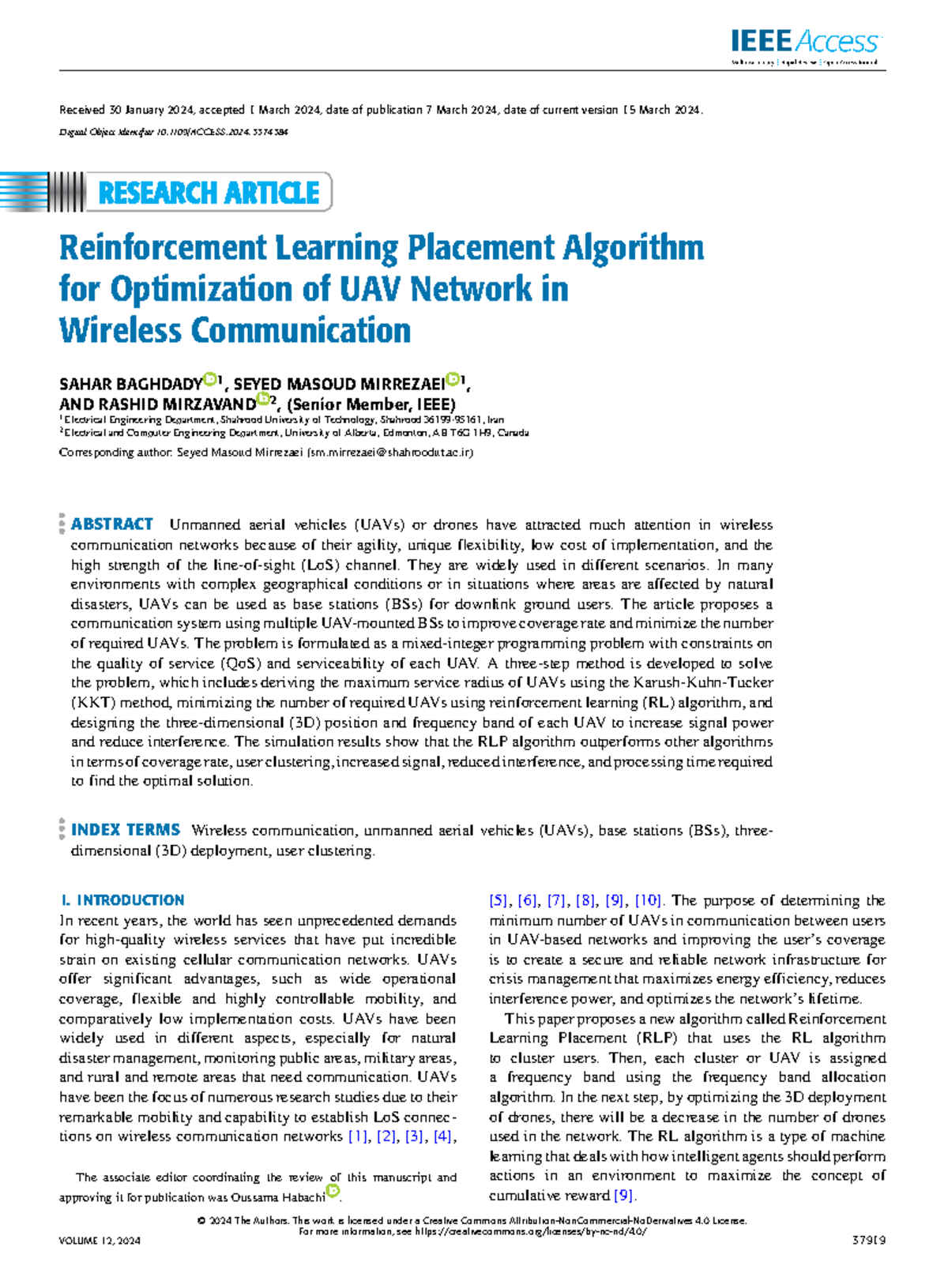 Reinforcement Learning Placement Algorithm for Optimization of UAV ...