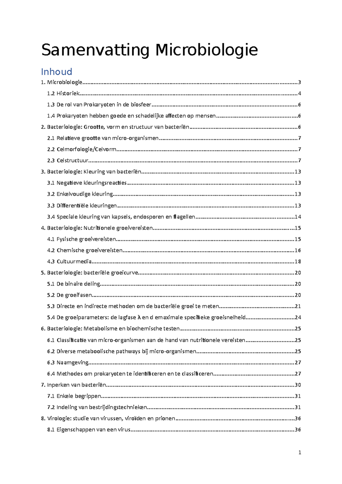 Samenvatting-Microbiologie - Samenvatting Microbiologie - Studocu
