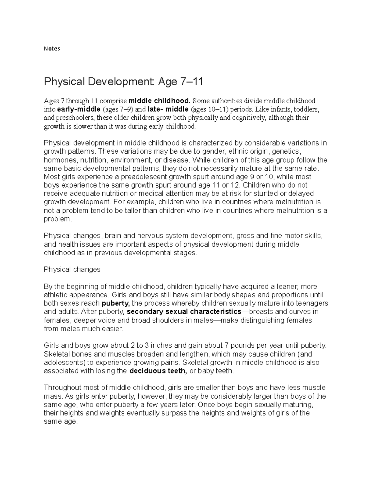 Document 103 - development - Notes Physical Development: Age 7– Ages 7 ...