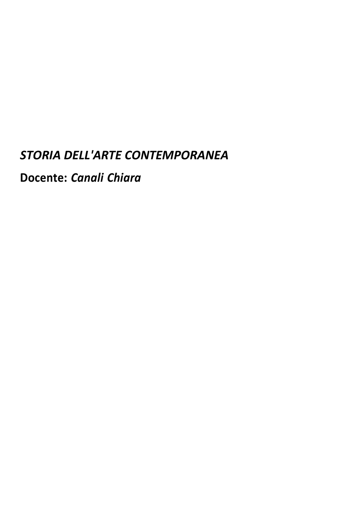 Storia Dell'Arte Contemporanea - Paniere Domande Chiuse - STORIA DELL ...