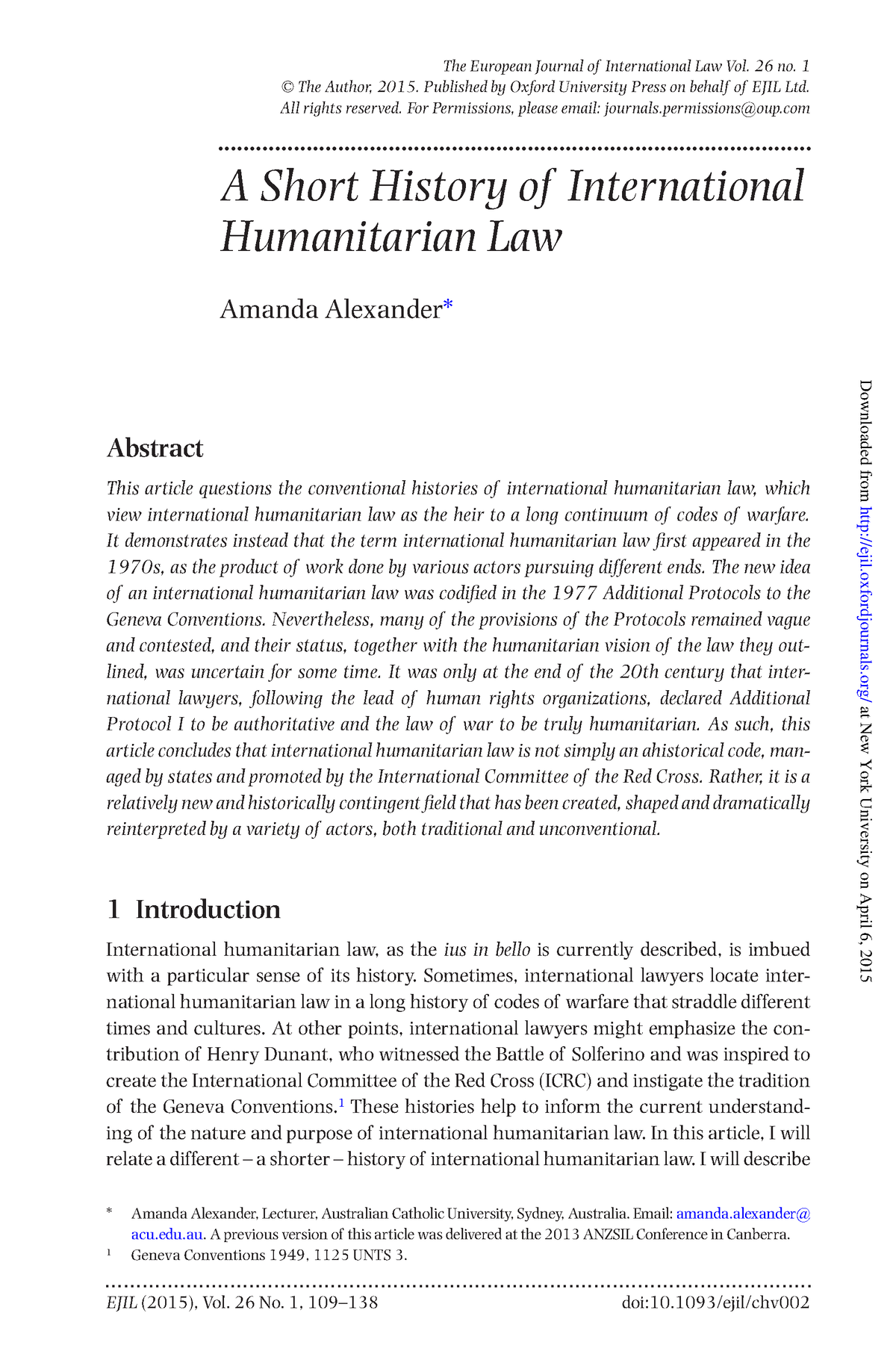 A Short History Of IHL - Public International Law - Studocu