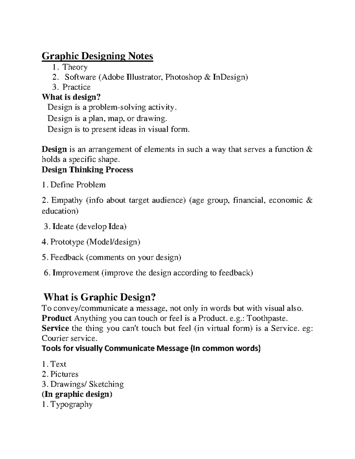 Week 1 Graphic Design - Financing - Graphic Designing Notes Theory ...