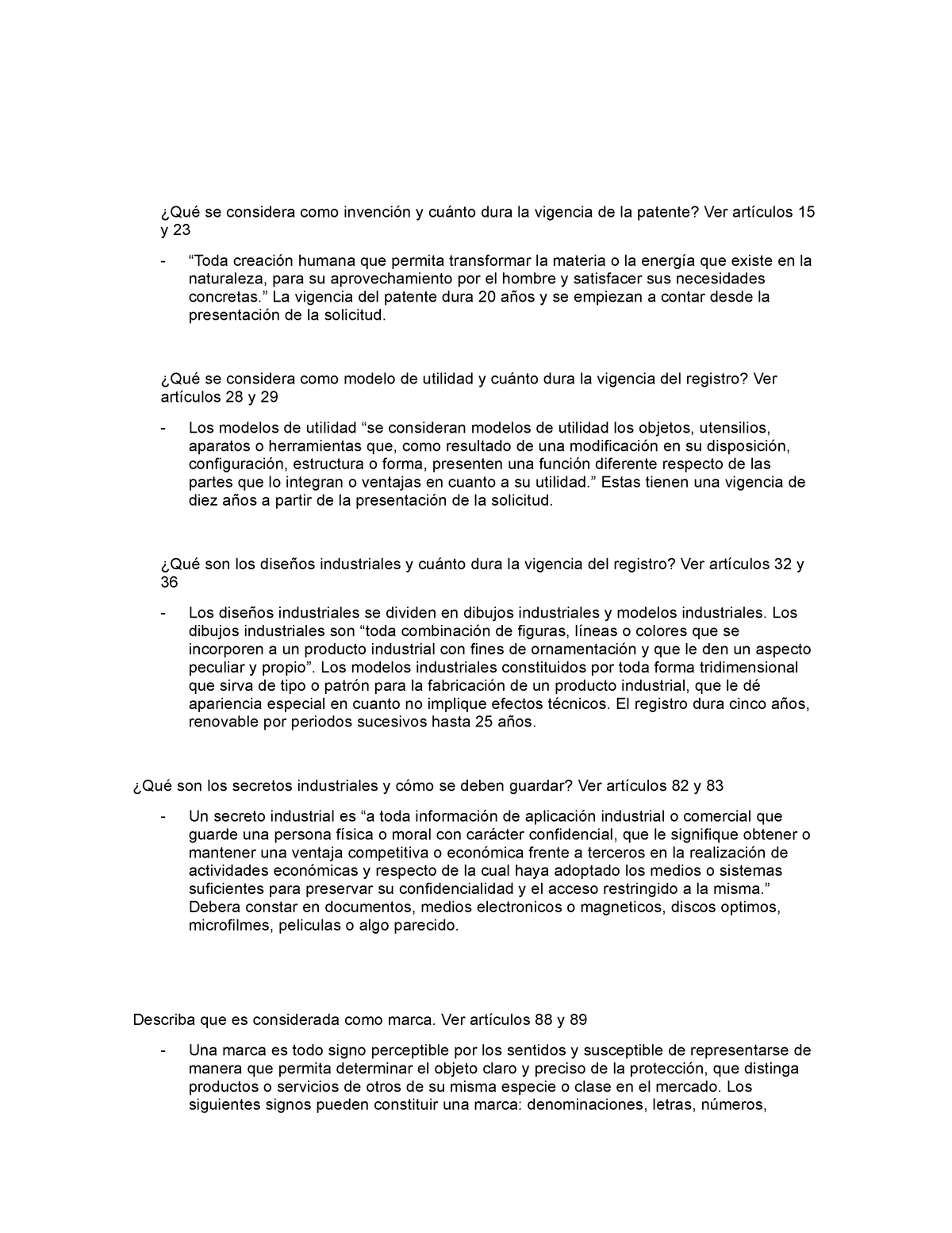 Ley de la propiedad industrial - ¿Qué se considera como invención y cuánto  dura la vigencia de la - Studocu