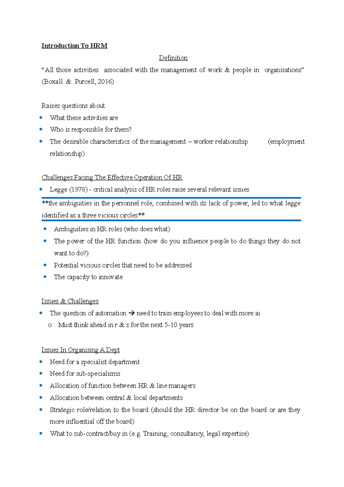 Introduction To HRM - Lecture notes 1 - Introduction To HRM Definition ...