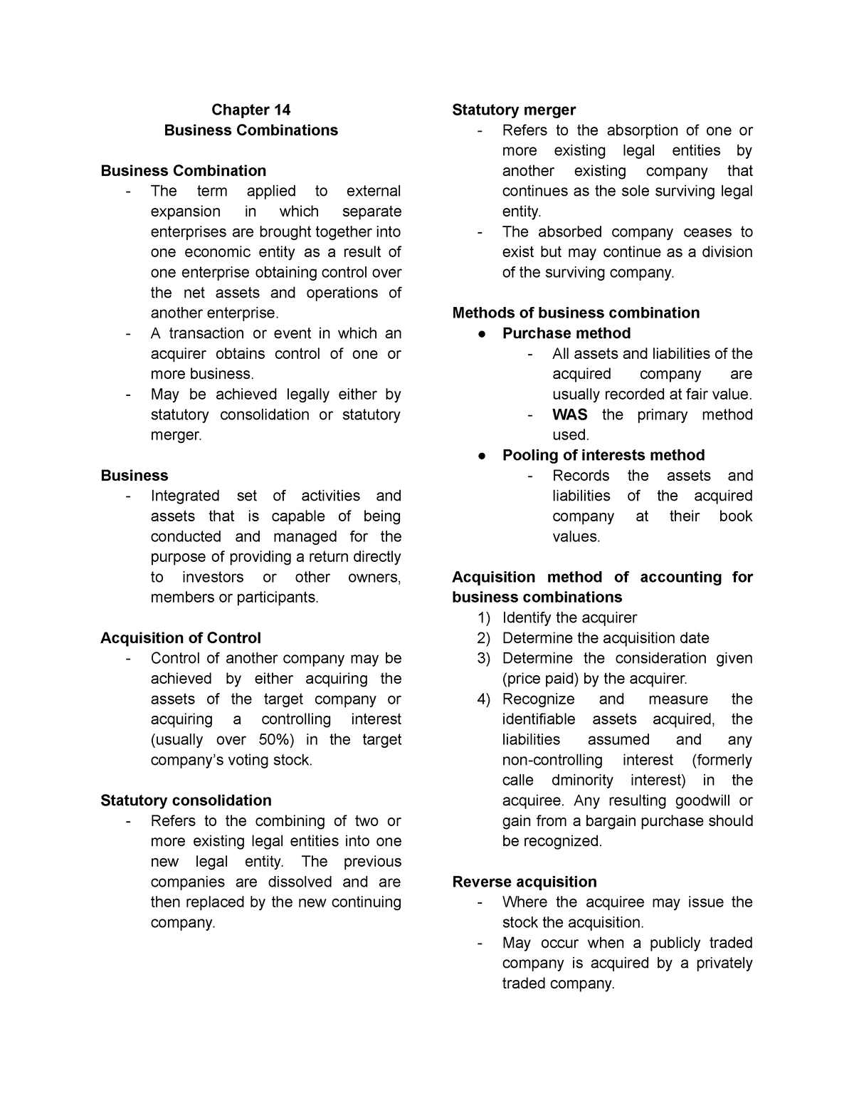 Untitled Document - None - Chapter 14 Business Combinations Business ...