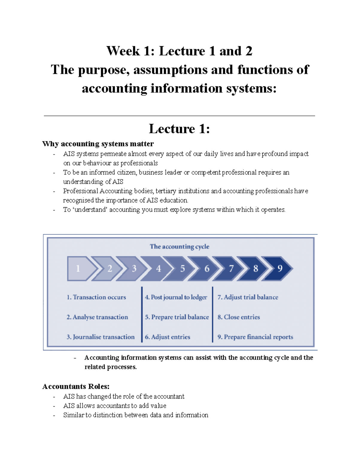 Week 1 Lecture 1 and 2 - Introduction to Accounting Systems - Victoria ...