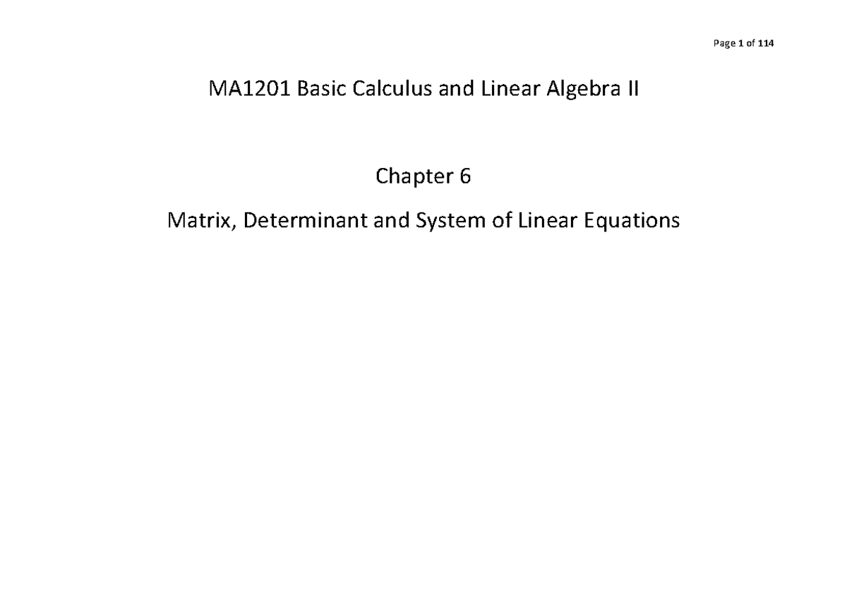 Ch6 Matrix, Determinant and System of Linear Equations - Page 1 of 114 ...