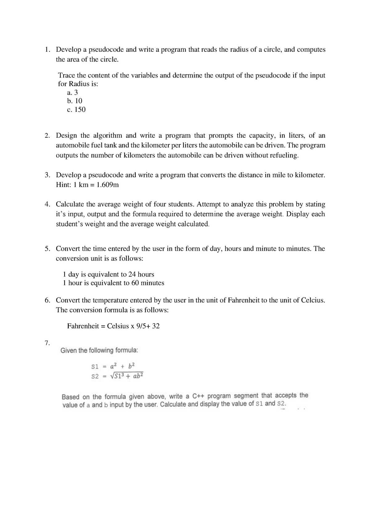 Exercise Sequence Structure - Programming 1 - UiTM - Studocu