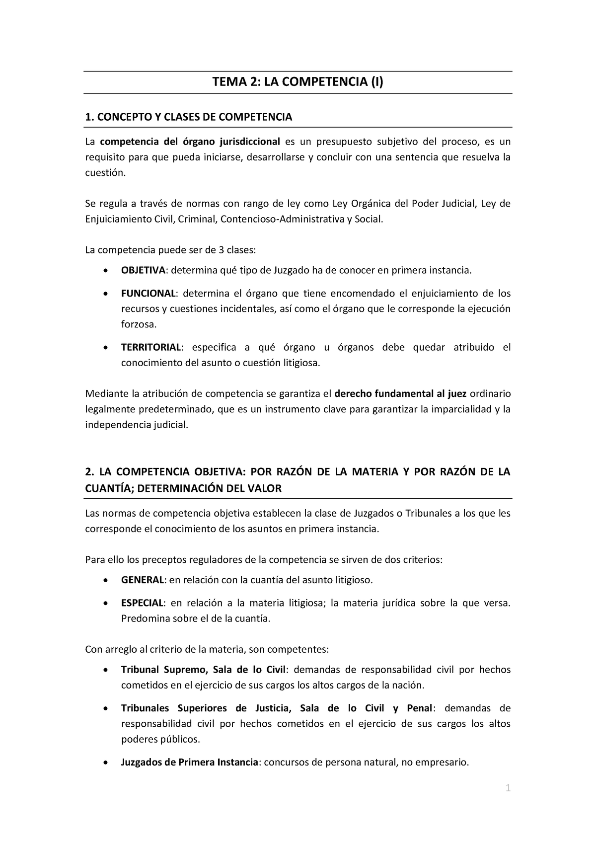 TEMA 2 PROC1 - 1 TEMA 2: LA COMPETENCIA (I) 1. CONCEPTO Y CLASES DE ...