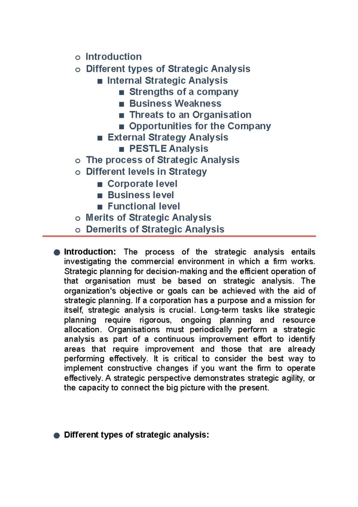 E B Strategic Analysis - O Introduction O Different Types Of Strategic ...