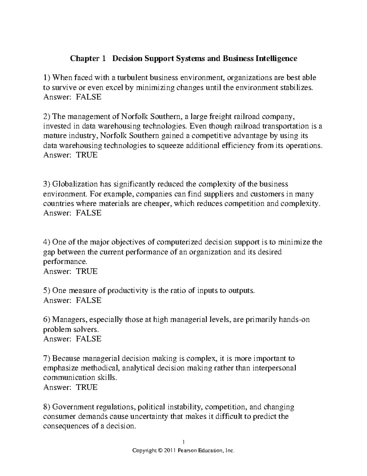 Ch1 - kjbikjnhjjk - 1 Chapter 1 Decision Support Systems and Business ...
