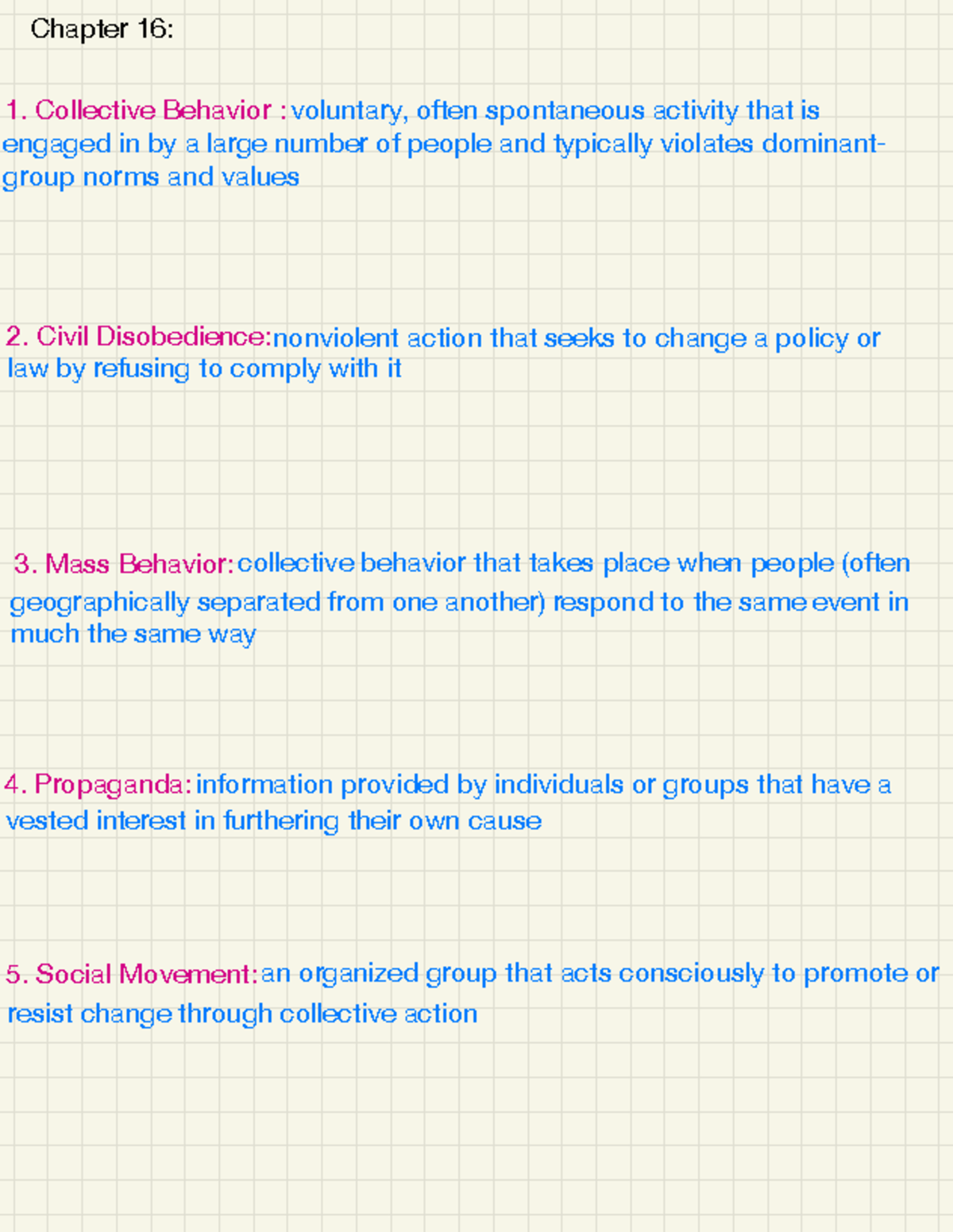 Sociology Study Guide Test 4 Final Exam 6 - Chapter 16: Collective ...
