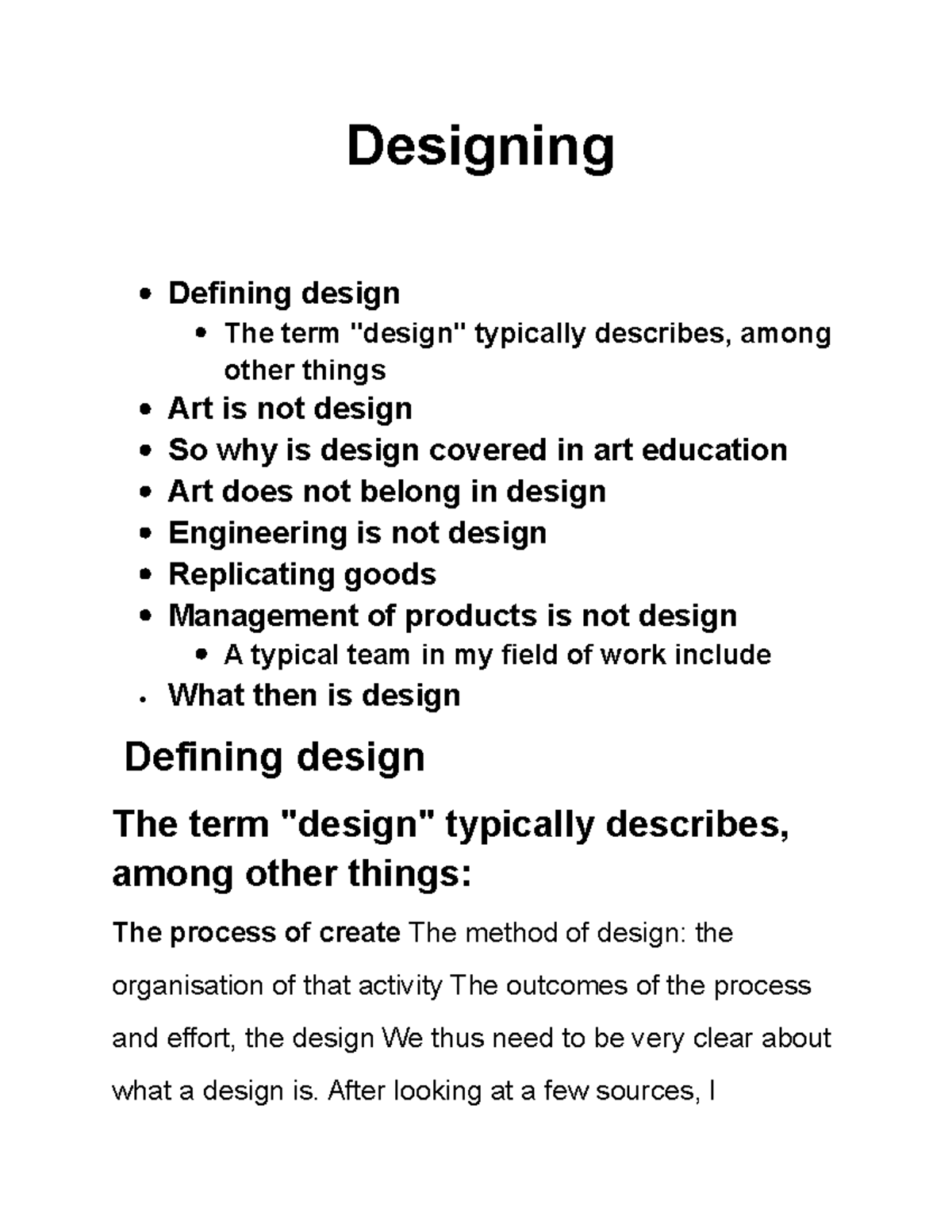 Designing - Designer - Designing Defining design The term 