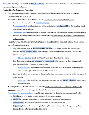 AP Psychology Unit 3 Sensation And Perception - Study Guide - Unit 3 ...