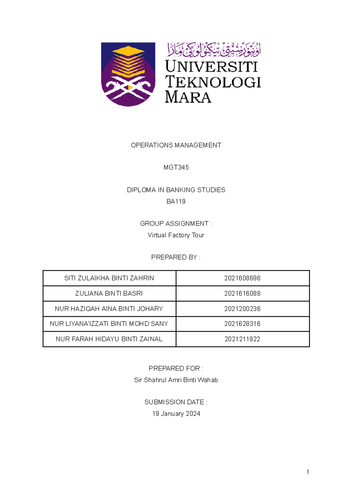 group assignment mgt345