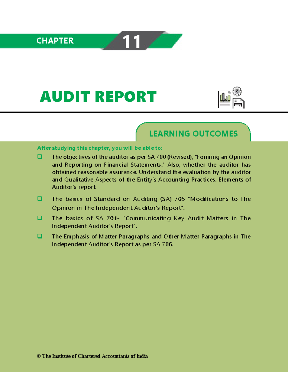 Chapter 11 Audit Report - Learning Outcomes Audit Report After Studying 