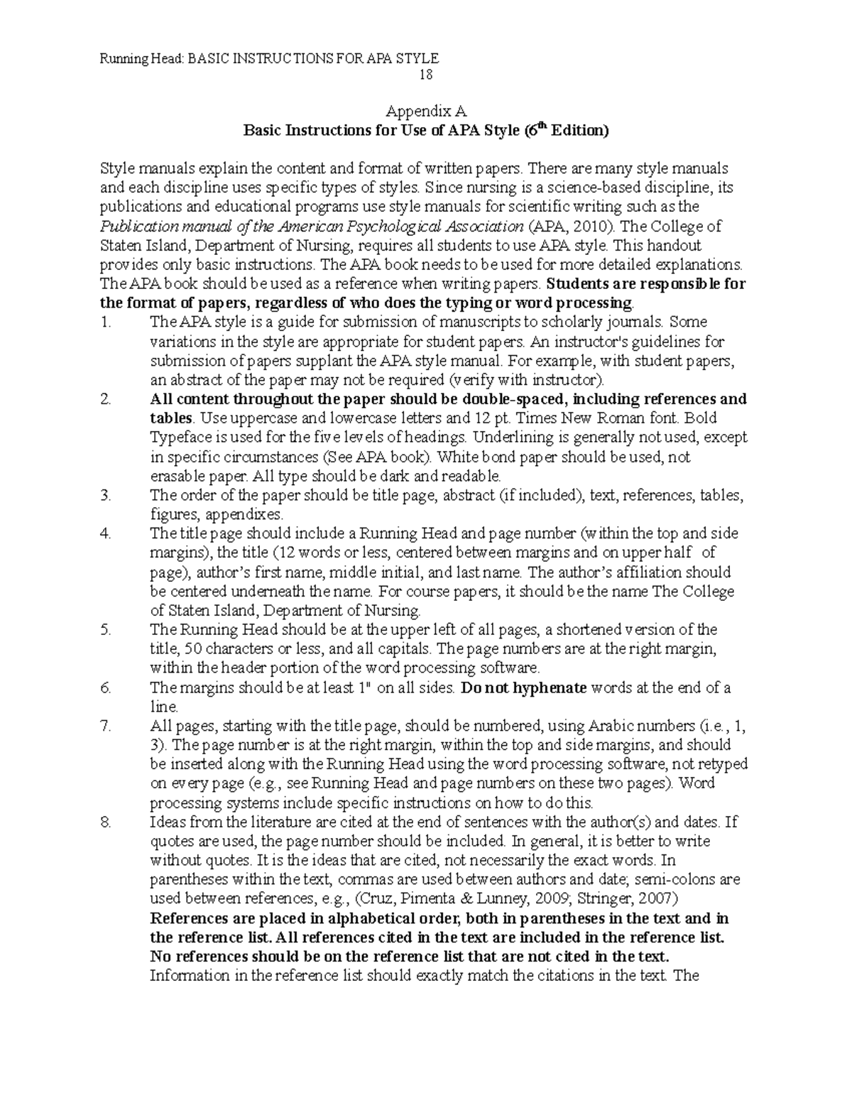 APA - Appendix A - Summary Psychiatric Nursing - Running Head: BASIC ...