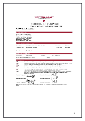 Assessment 2 - Enterprise Innovation and Markets - We hereby certify ...