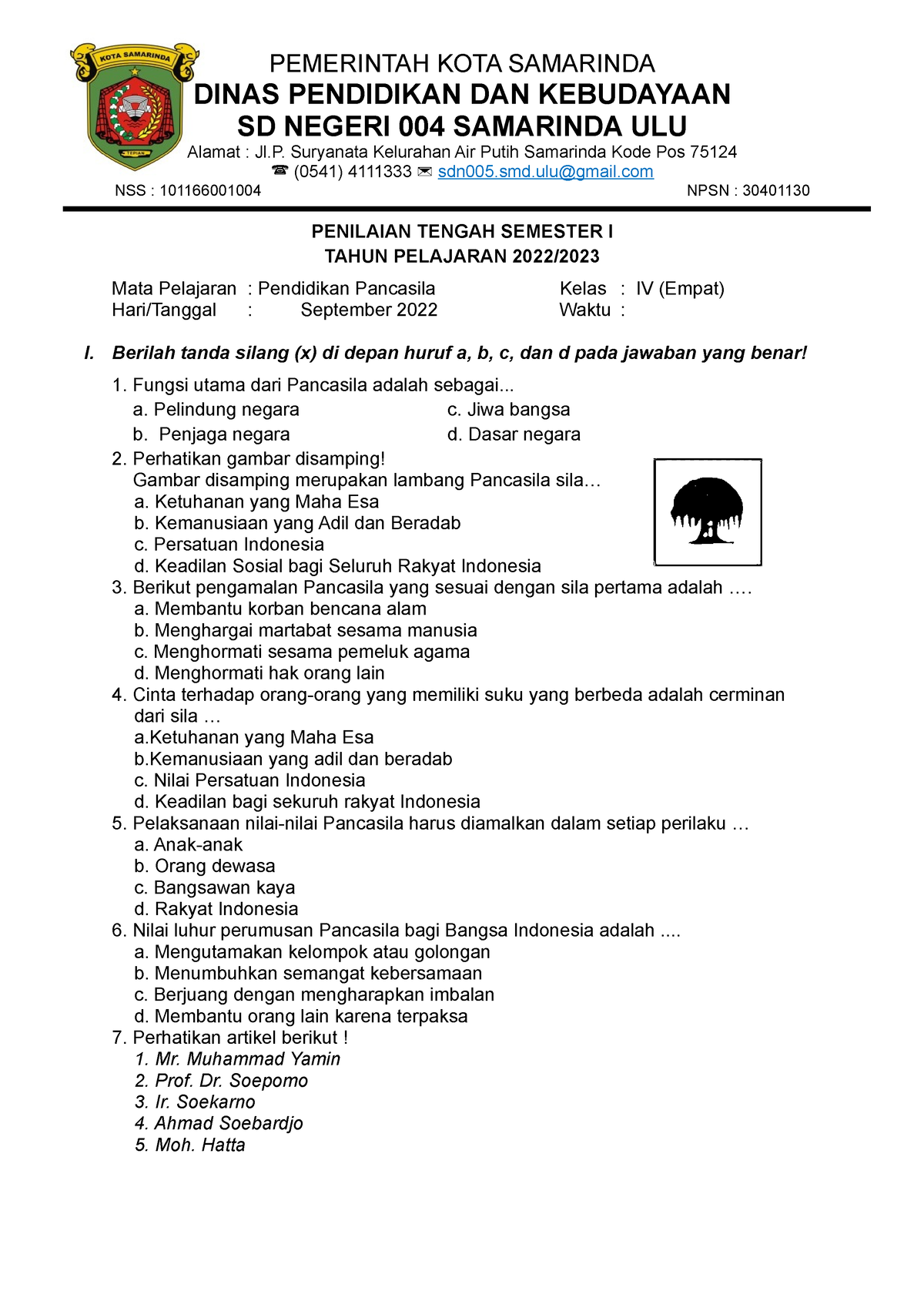 SOAL Pendidikan Pancasila Sumatif Tengah Semester - PEMERINTAH KOTA ...