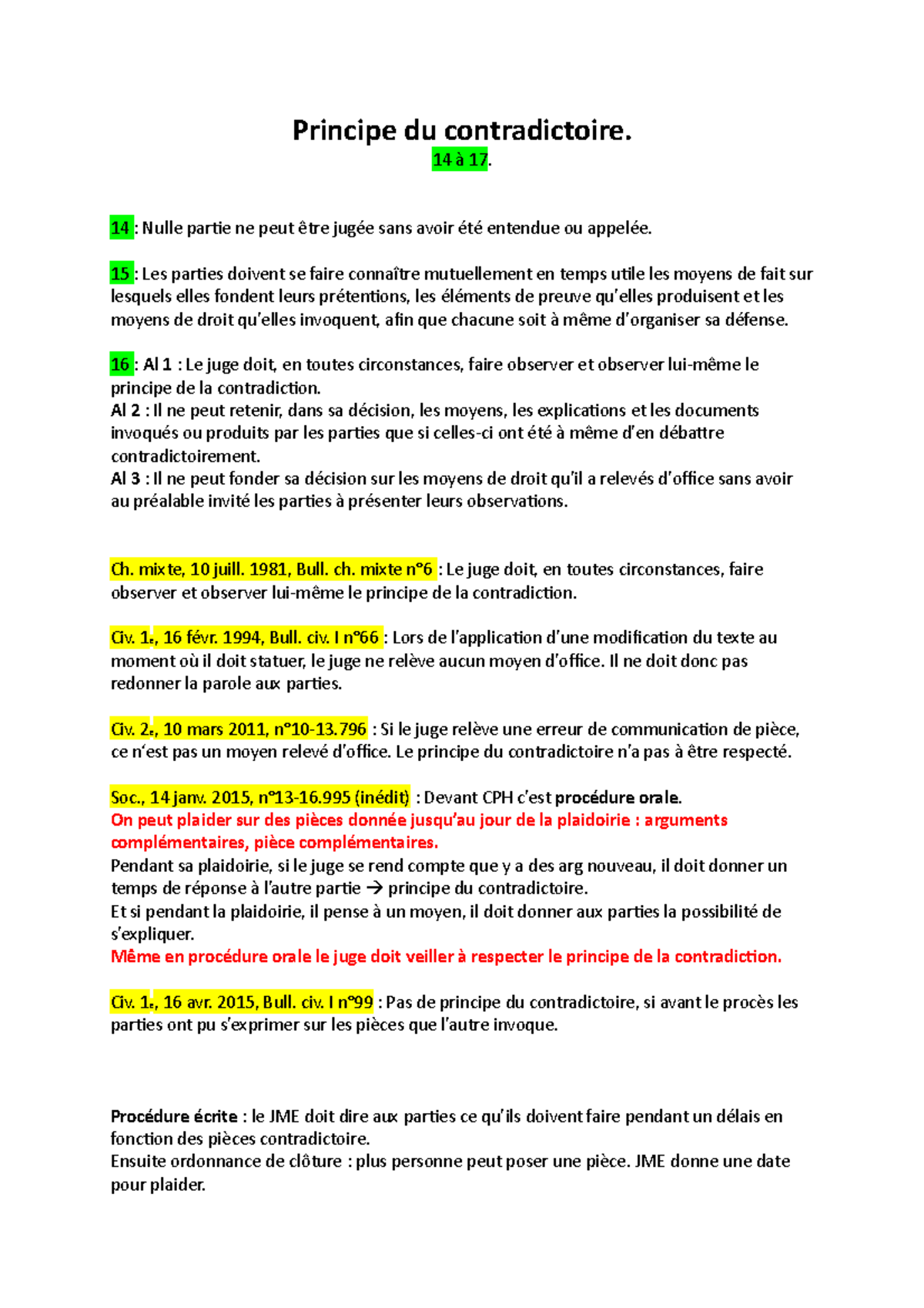 Le principe de contradictoire en procédure civile - Procédure Civile ...