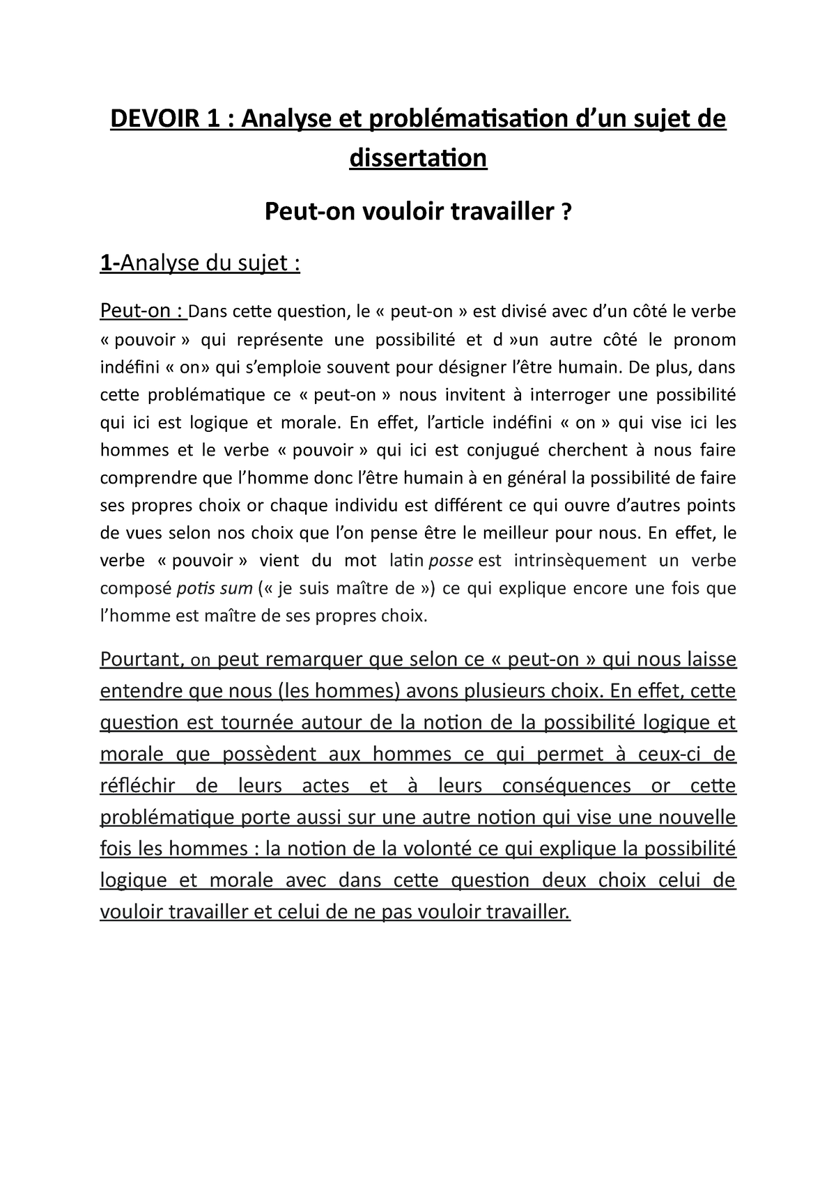 sujet dissertation philosophie le devoir