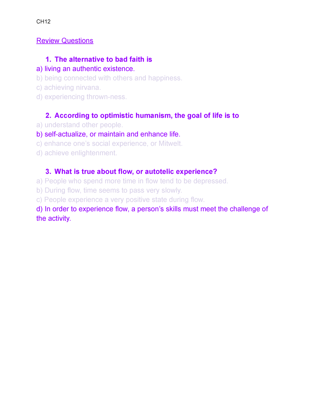 humanistic psychology research questions