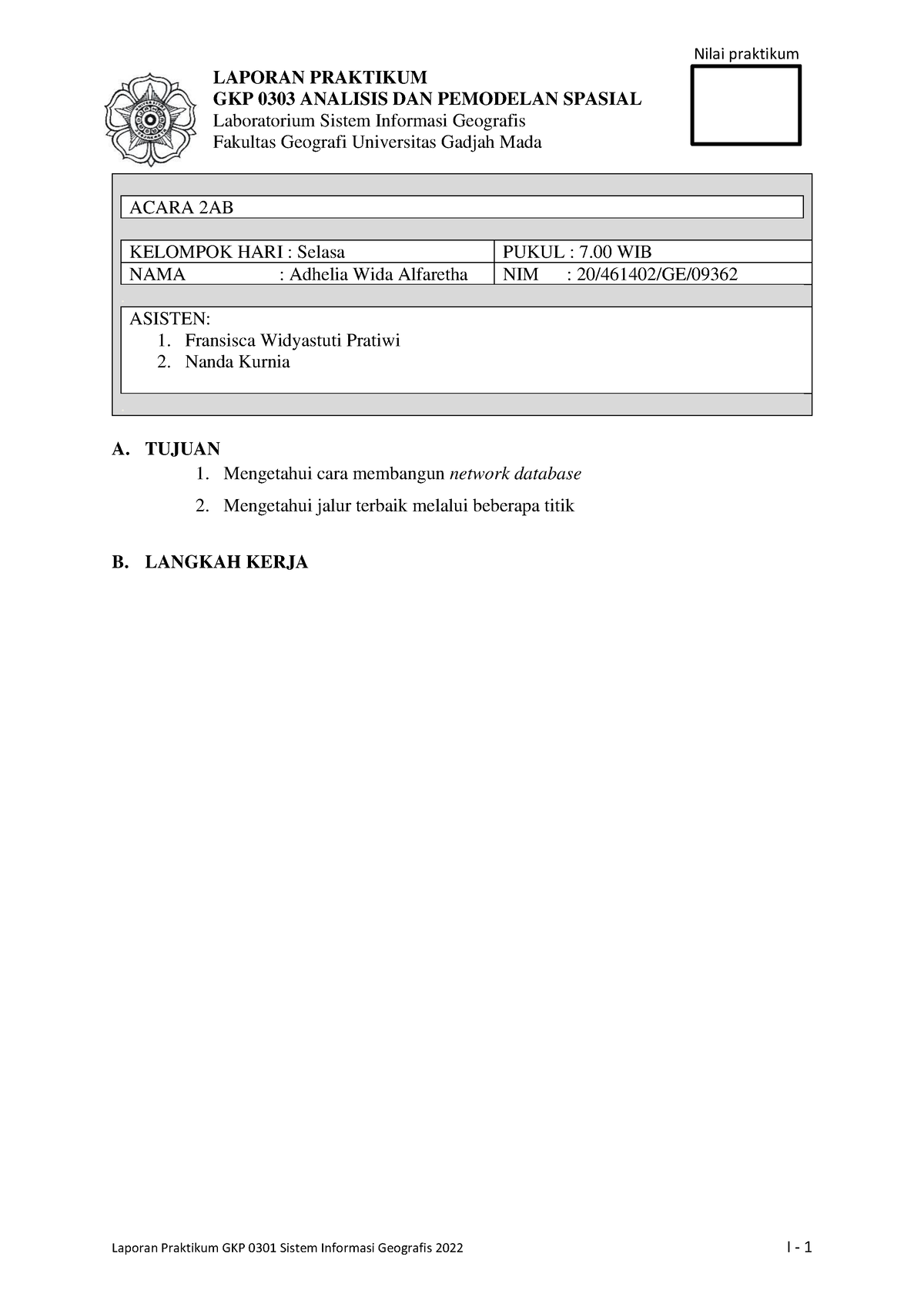 Laprak APS 2A B - Laporan Praktikum Acara 2A Dan 2B - LAPORAN PRAKTIKUM ...