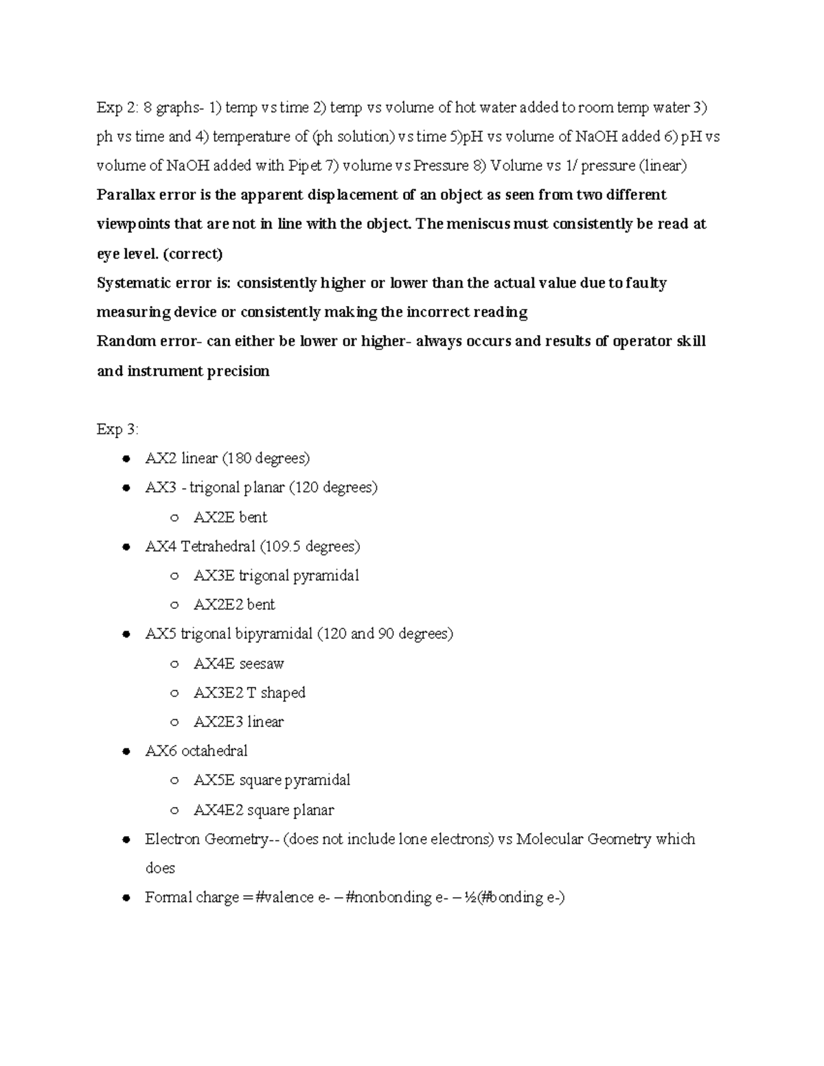 Gen Chem 2 Lab Final Notes Exp 2 8 graphs 1) temp vs time 2) temp