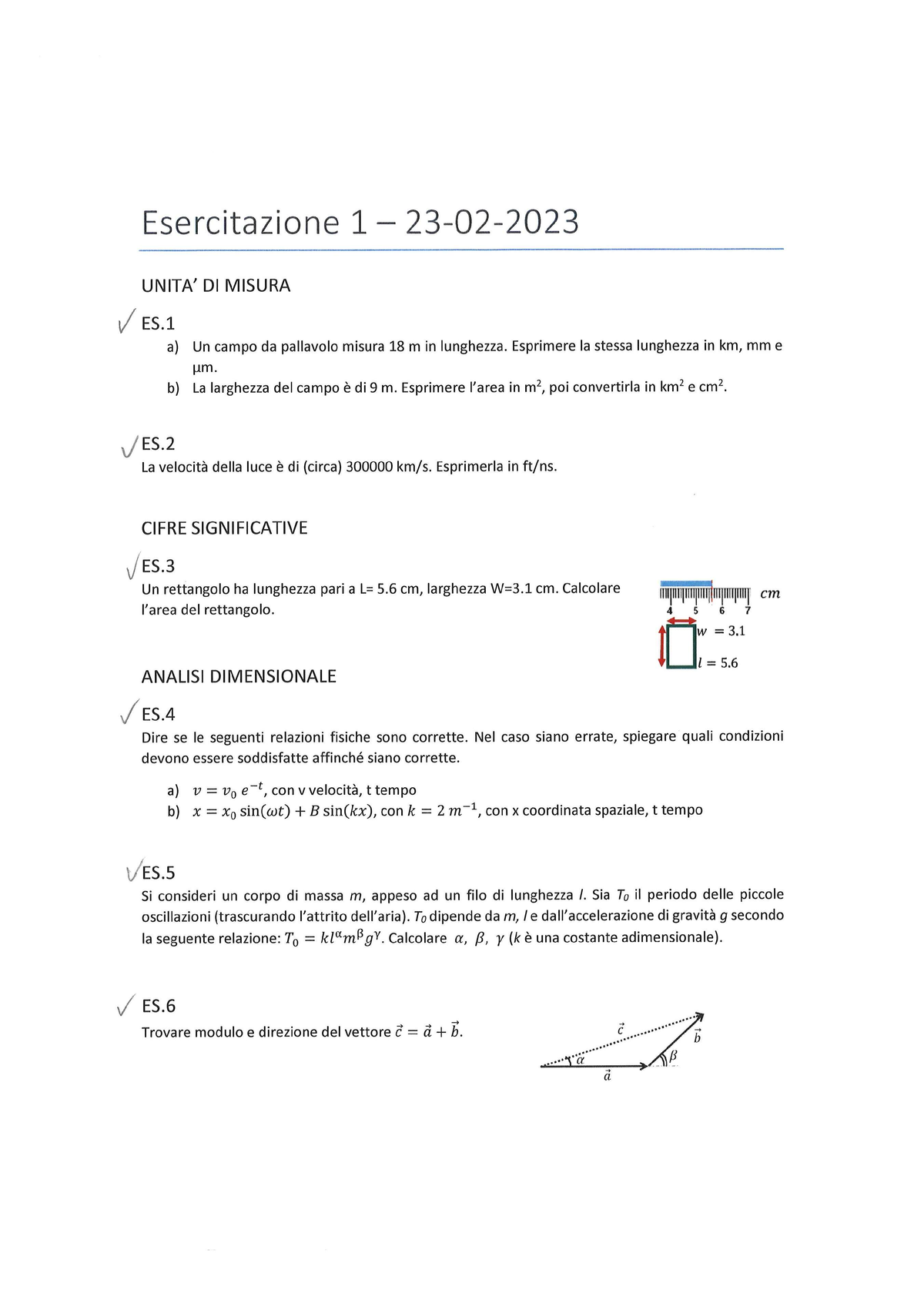 Soluzioni Esercitazioni Parte I - Fondamenti Di Fisica Sperimentale ...