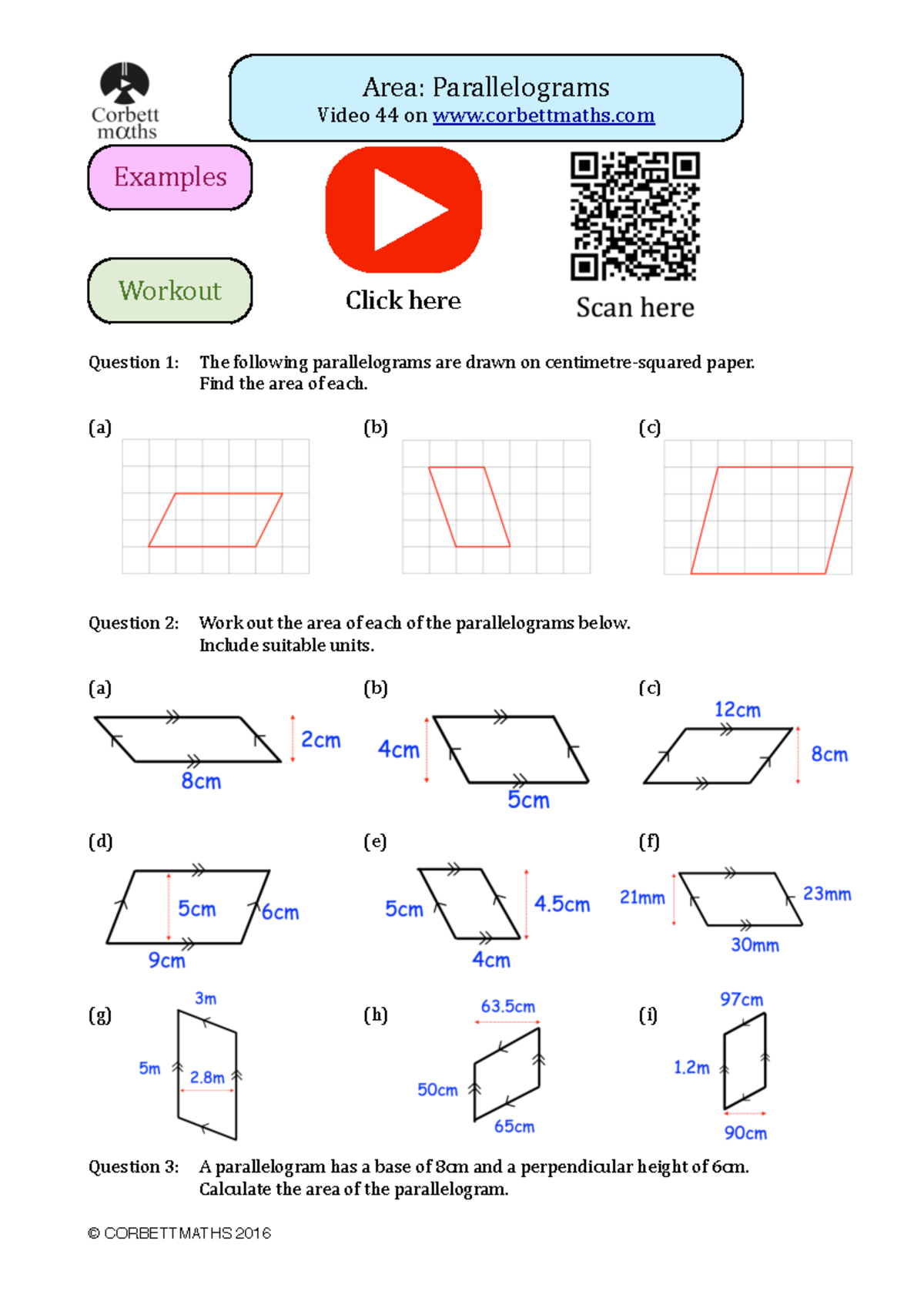 Area Of A Parallelogram Area Parallelograms Video 44 On