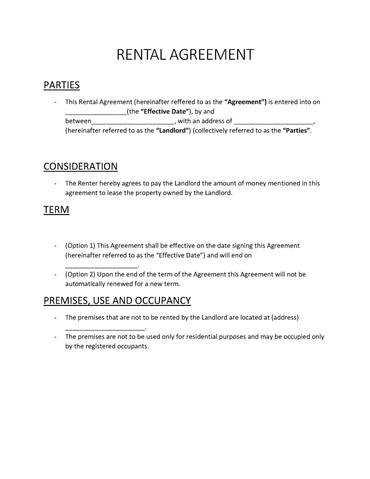 Rental Agreement Consideration The Renter Hereby Agrees To Pay The Landlord The Amount Of 6766